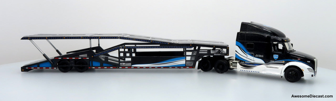 Peterbilt 579 w/ Car Hauler - 1:64 Diecast Car Carrier by Iconic Replicas | Blue/Black