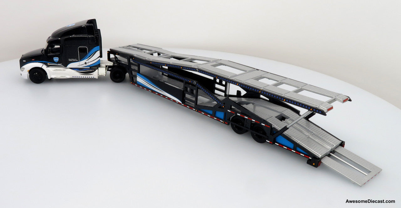 Peterbilt 579 w/ Car Hauler - 1:64 Diecast Car Carrier by Iconic Replicas | Blue/Black