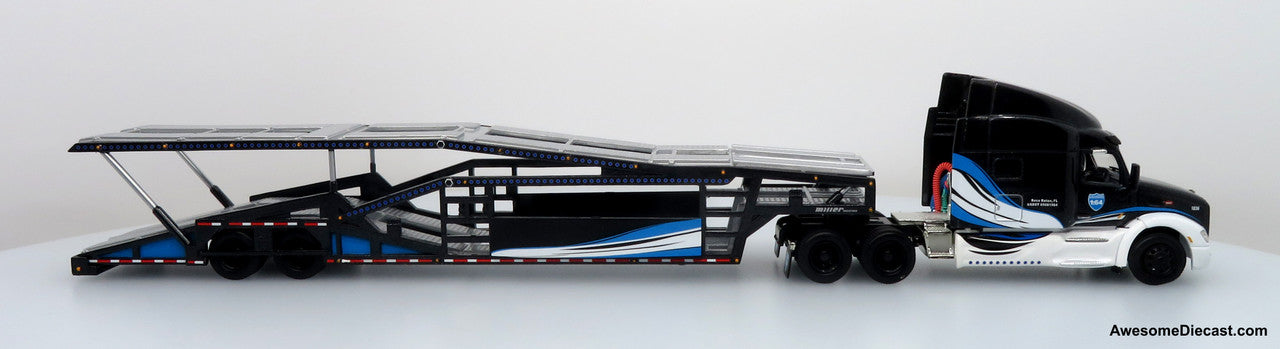 Peterbilt 579 w/ Car Hauler - 1:64 Diecast Car Carrier by Iconic Replicas | Blue/Black