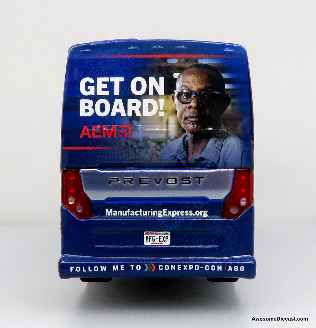 Prevost H3-45 Coach: AEM Manufacturing Express 1:64 Diecast Model Bus by Iconic Replicas