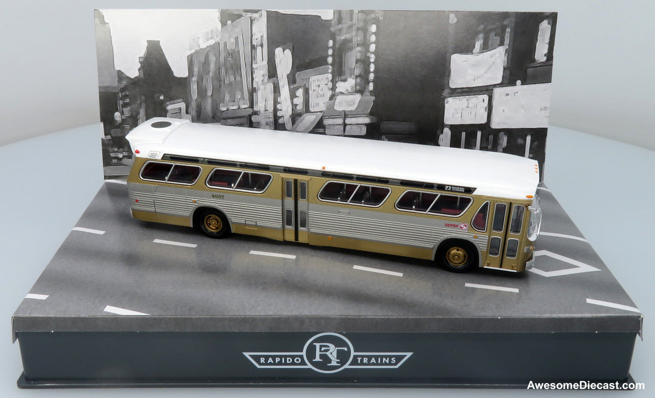 GM New Look Transit Bus: Philadelphia SEPTA - Early Scheme 1:87 (HO) ABS Plastic Bus by Rapido