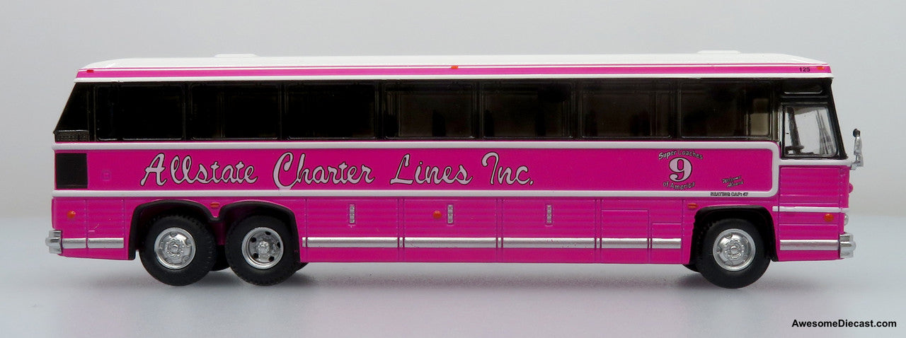 MCI MC-9 Coach - Allstate Charter Lines (Pink) - 1st MC-9 Built - 1:87 Diecast Bus by Iconic Replicas