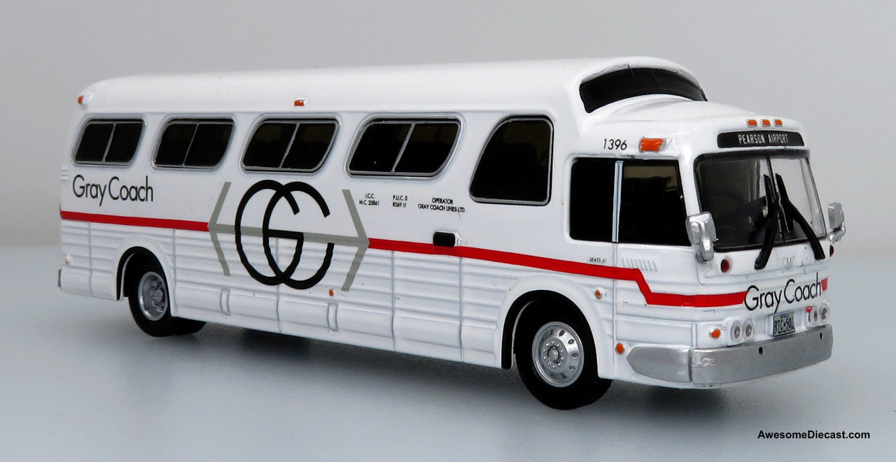 1966 GM PD4107 "Buffalo" Coach - Gray Coach - Route: Pearson Airport - 1:87 Diecast Bus by Iconic Replicas