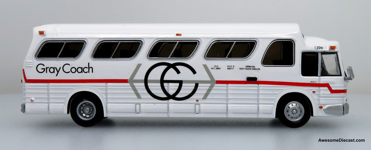 1966 GM PD4107 "Buffalo" Coach - Gray Coach - Route: Pearson Airport - 1:87 Diecast Bus by Iconic Replicas