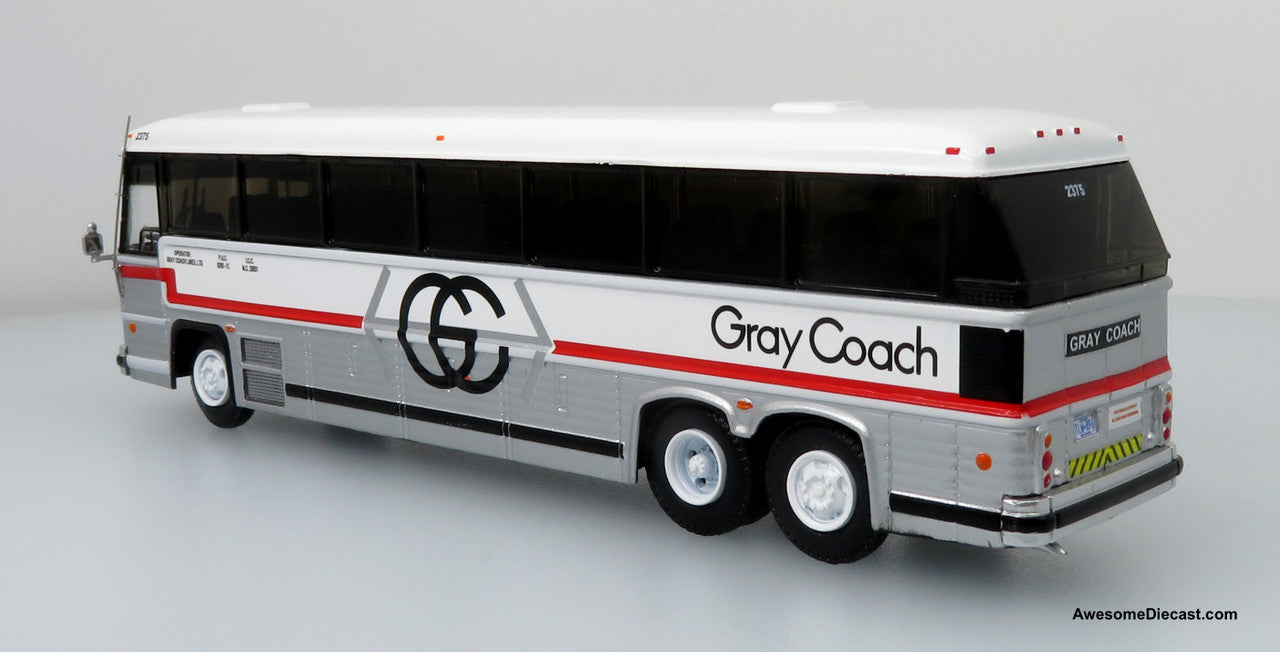 1:87 MCI MC-9 Crusader II Intercity Coach - Gray Coach (White/Silver/Red) - Toronto-Guelph Diecast Bus by Iconic Replicas