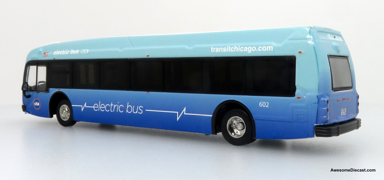 2021 Proterra ZX5 Electric Transit Bus - CTA Chicago (Blue) - 66 Chicago - 1:87 Diecast Bus by Iconic Replicas