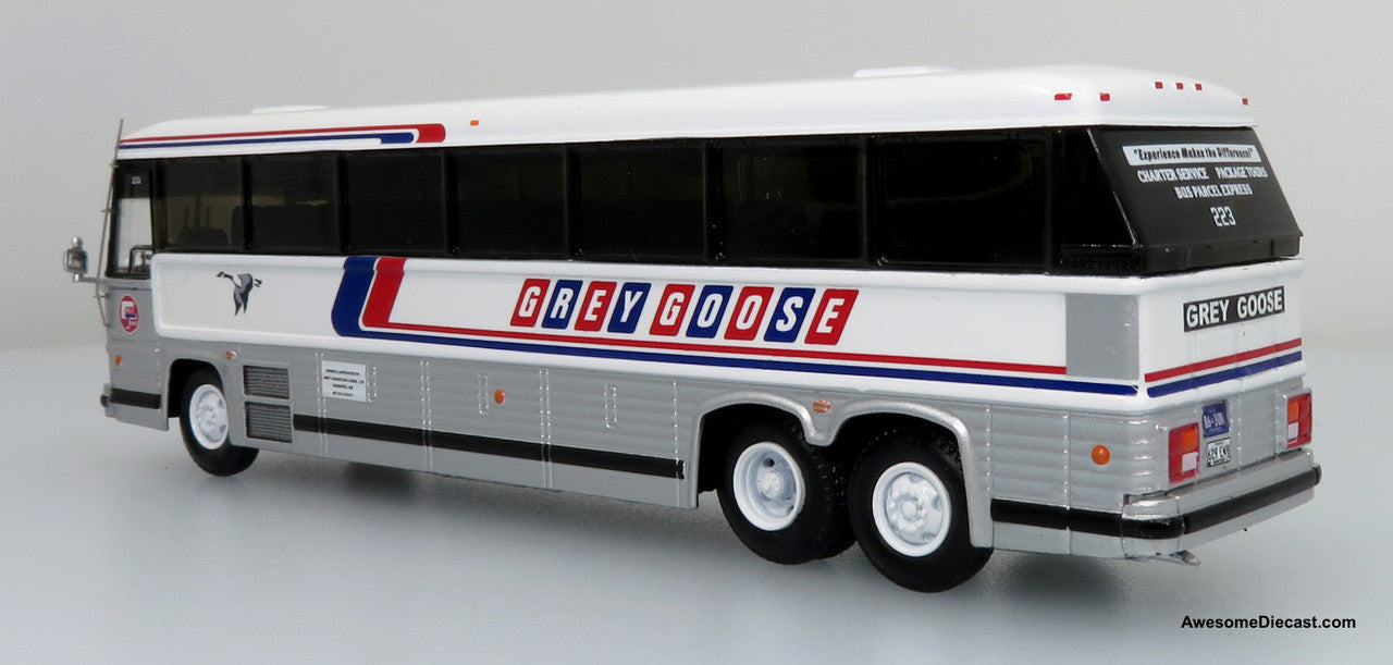 MCI MC-12 Coach: Grey Goose Lines - Destination: Winnipeg - 1:87 Diecast Bus by Iconic Replicas