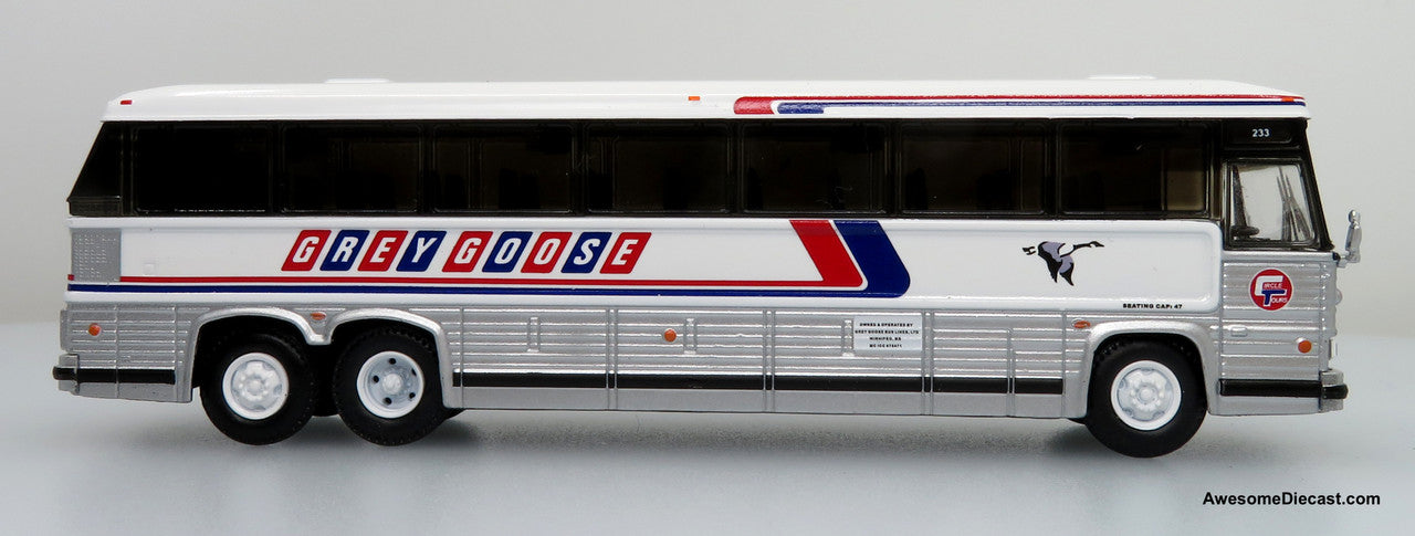 MCI MC-12 Coach: Grey Goose Lines - Destination: Winnipeg - 1:87 Diecast Bus by Iconic Replicas