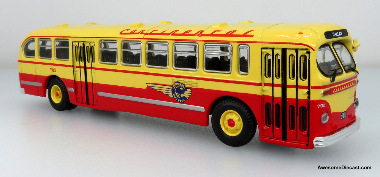 1952 CCF Brill CD-44 Transit Bus - Continental Trailways - Route: Dallas - 1:87 (HO) Diecast Bus by Iconic Replicas
