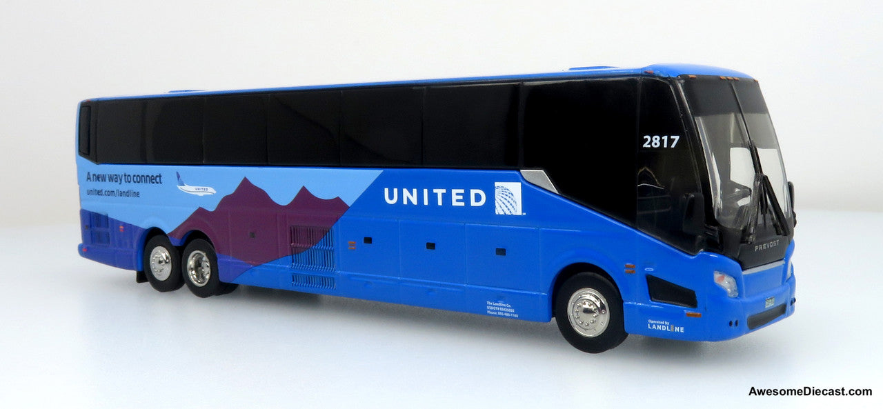 Prevost H3-45 Coach: United Airlines / Landline 1:87 Diecast Bus by Iconic Replicas