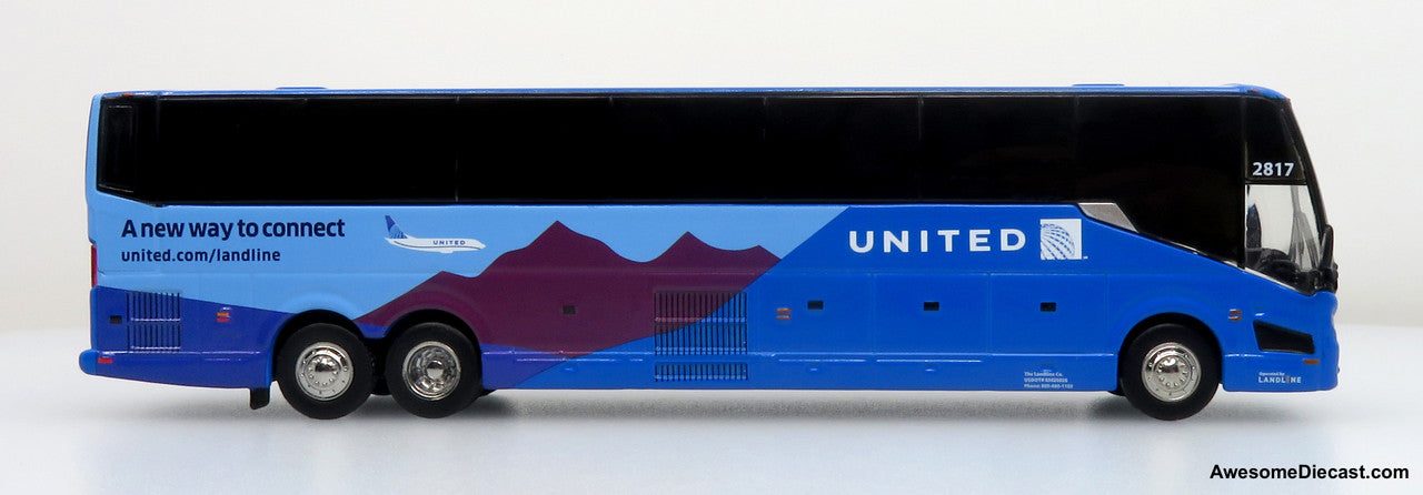 Prevost H3-45 Coach: United Airlines / Landline 1:87 Diecast Bus by Iconic Replicas