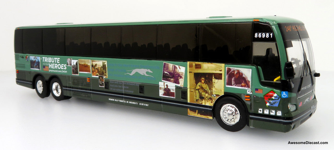 Iconic Replicas 1:87 Prevost X3-45 Coach: Greyhound Military Tribute Special Edition