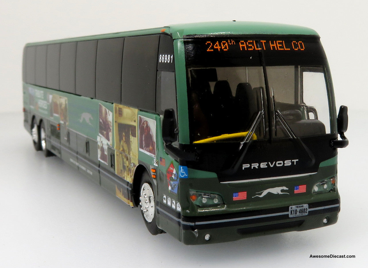 Iconic Replicas 1:87 Prevost X3-45 Coach: Greyhound Military Tribute Special Edition