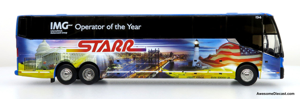 Prevost H3-45 Coach: Starr Tours 1:87 Diecast Model Bus by Iconic Replicas