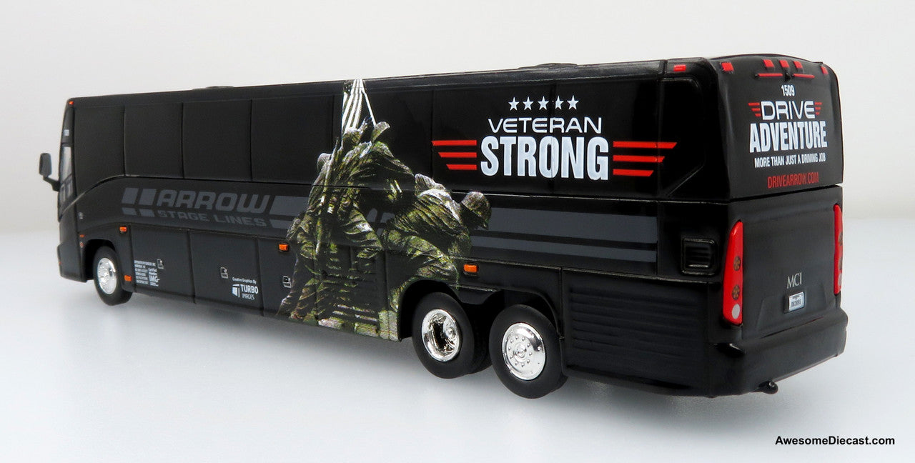 MCI J4500 Coach: Arrow Stage Lines / Veteran Strong 1:87 Diecast Model Bus by Iconic Replicas