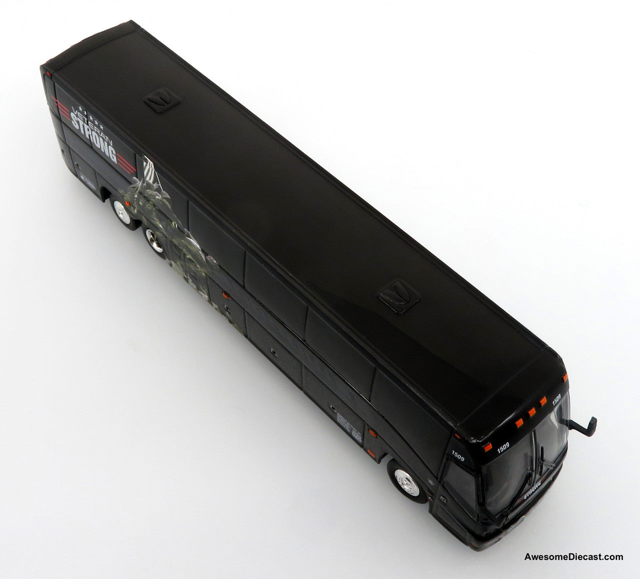 MCI J4500 Coach: Arrow Stage Lines / Veteran Strong 1:87 Diecast Model Bus by Iconic Replicas