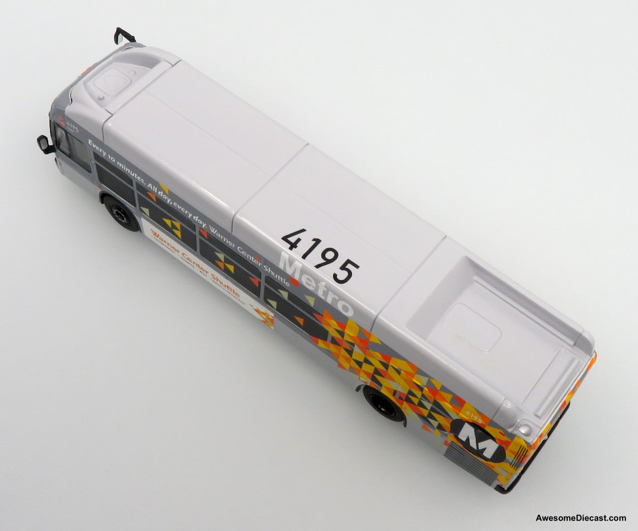 Last One!! NFI Xcelsior XN40 Transit Bus: Los Angeles Metro - Warner Center Shuttle (Gray/Orange/Yellow) 1:87 Diecast Model Bus by Iconic Replicas