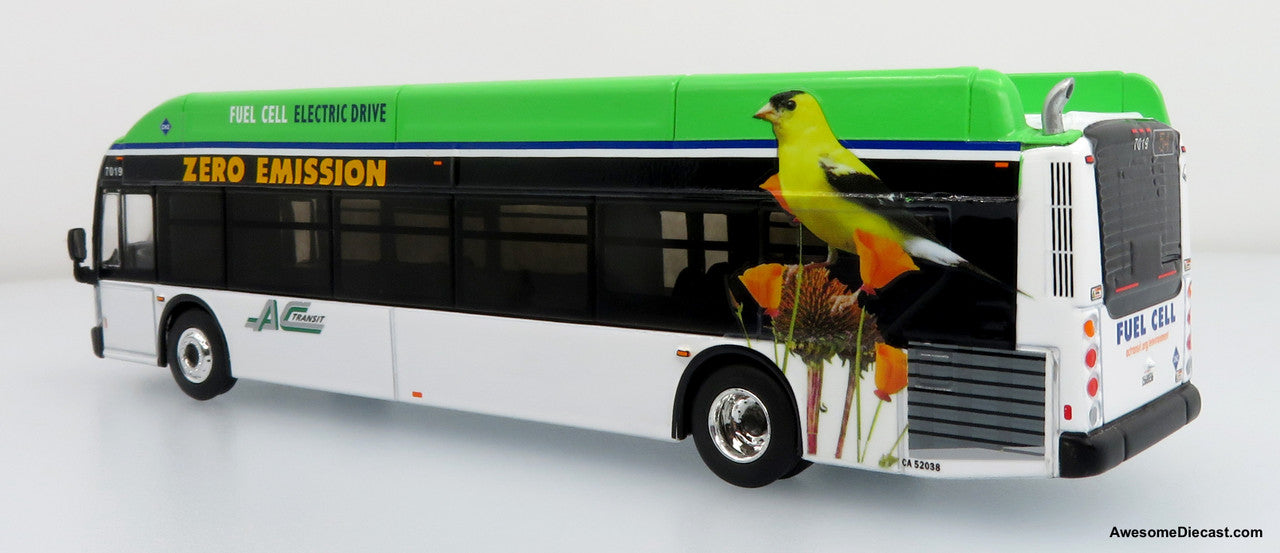 NFI Xcelsior CHARGE FC Transit Bus: AC Transit (Green/Black/White) 1:87 Diecast Model Bus by Iconic Replicas