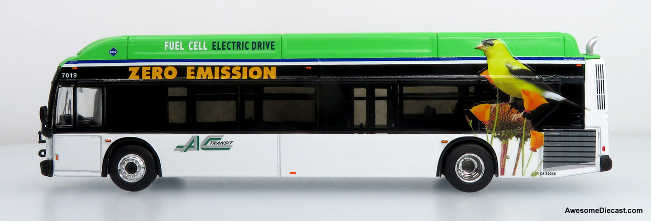 NFI Xcelsior CHARGE FC Transit Bus: AC Transit (Green/Black/White) 1:87 Diecast Model Bus by Iconic Replicas
