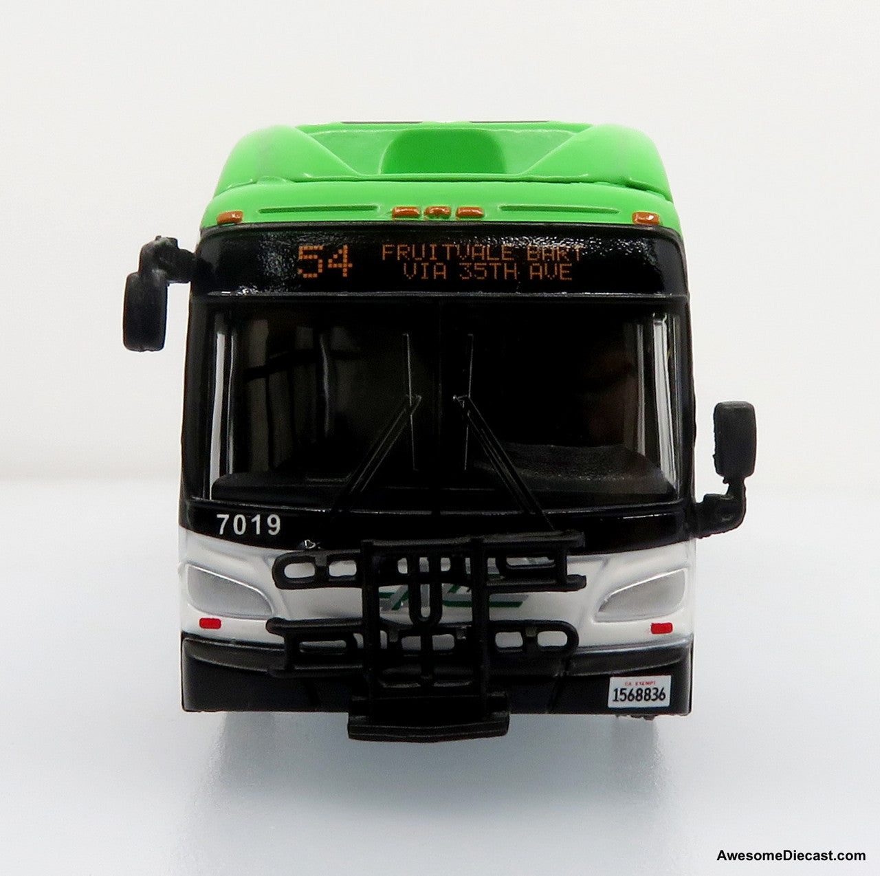 NFI Xcelsior CHARGE FC Transit Bus: AC Transit (Green/Black/White) 1:87 Diecast Model Bus by Iconic Replicas