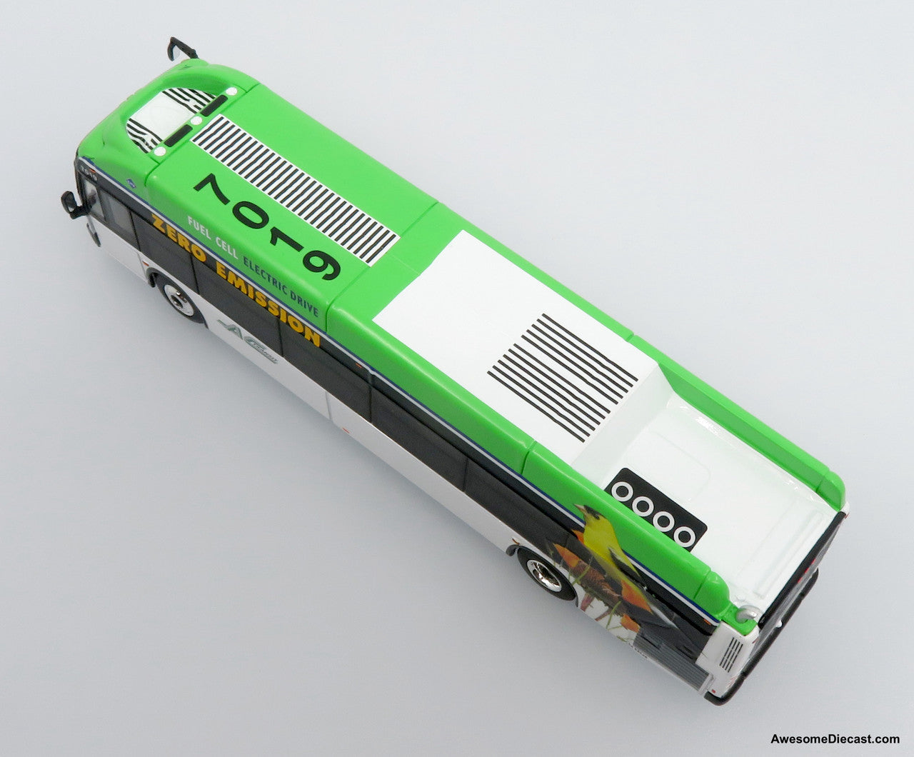 NFI Xcelsior CHARGE FC Transit Bus: AC Transit (Green/Black/White) 1:87 Diecast Model Bus by Iconic Replicas