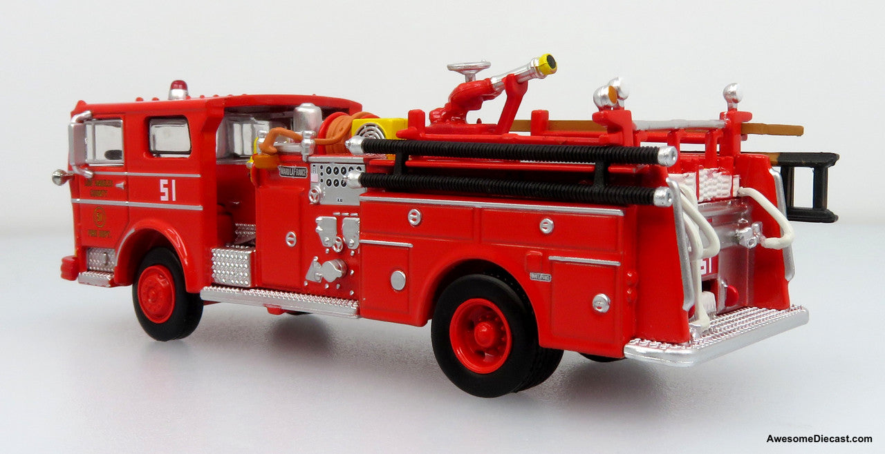 1973 Ward LaFrance Ambassador Fire Engine: LACOFD — Engine 51 1:87 Diecast Model Fire Truck by Iconic Replicas