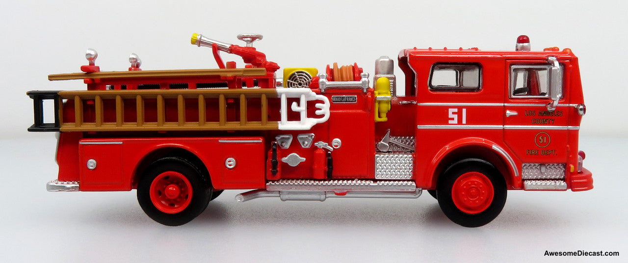 1973 Ward LaFrance Ambassador Fire Engine: LACOFD — Engine 51 1:87 Diecast Model Fire Truck by Iconic Replicas