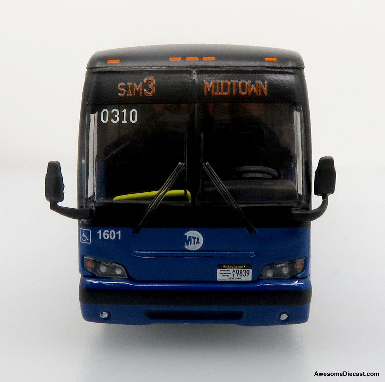Prevost X3-45 Commuter Coach - MTA New York City (Blue/Yellow) 1:87 Diecast Model Bus by Iconic Replicas