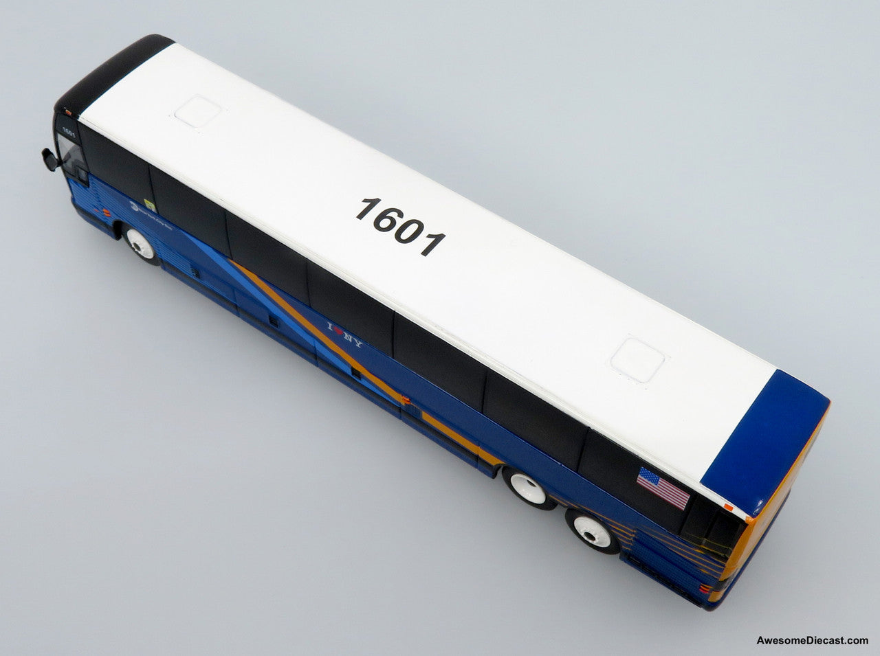 Prevost X3-45 Commuter Coach - MTA New York City (Blue/Yellow) 1:87 Diecast Model Bus by Iconic Replicas