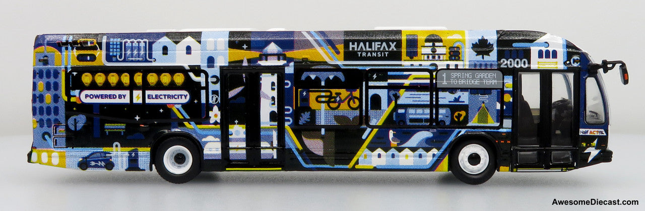 Nova Bus LFSe Transit Bus: Halifax Transit - Electric Livery 1:87 (HO) Diecast Model Bus by Iconic Replicas