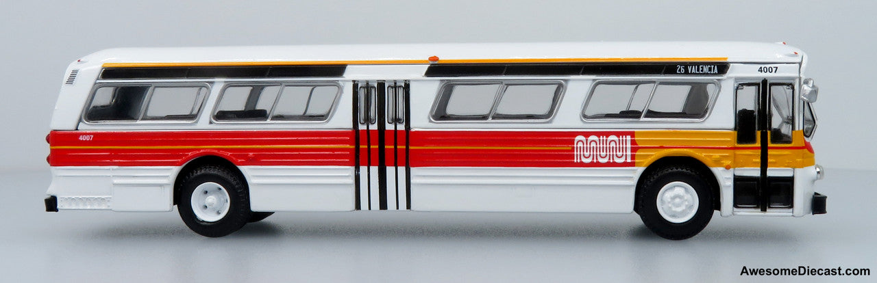 Flxible 53102 Transit Bus: San Francisco MUNI - Landor Scheme 1:87 (HO) Diecast Model Bus by Iconic Replicas