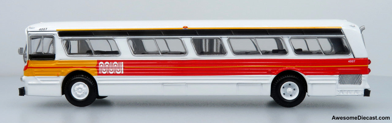 Flxible 53102 Transit Bus: San Francisco MUNI - Landor Scheme 1:87 (HO) Diecast Model Bus by Iconic Replicas