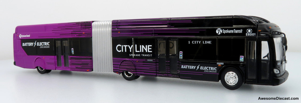 NFI Xcelsior XE60 5-Door Articulated Transit Bus: Spokane Transit City Line 1:87 (HO) Diecast Model Bus by Iconic Replicas