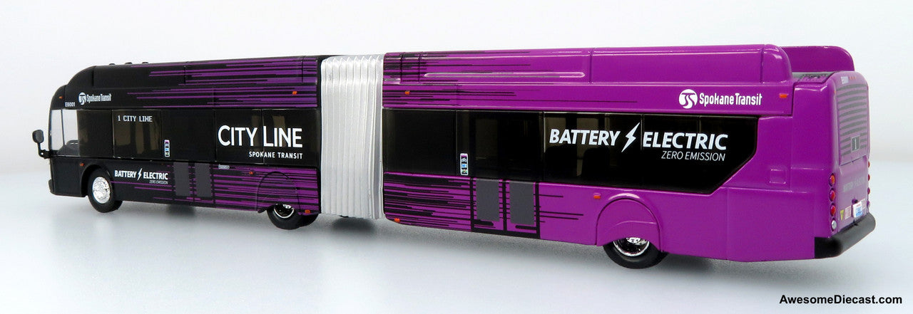 NFI Xcelsior XE60 5-Door Articulated Transit Bus: Spokane Transit City Line 1:87 (HO) Diecast Model Bus by Iconic Replicas