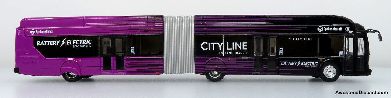 NFI Xcelsior XE60 5-Door Articulated Transit Bus: Spokane Transit City Line 1:87 (HO) Diecast Model Bus by Iconic Replicas