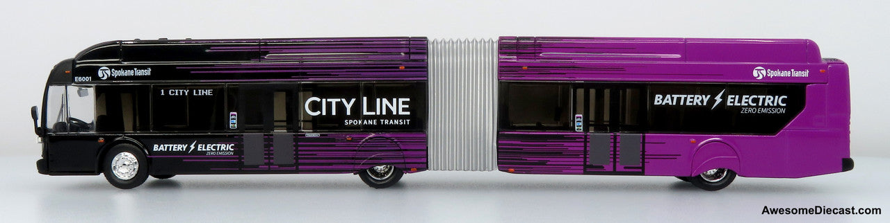 NFI Xcelsior XE60 5-Door Articulated Transit Bus: Spokane Transit City Line 1:87 (HO) Diecast Model Bus by Iconic Replicas