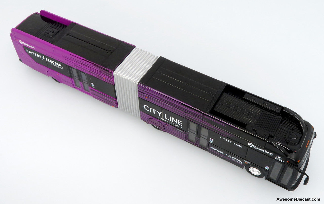 NFI Xcelsior XE60 5-Door Articulated Transit Bus: Spokane Transit City Line 1:87 (HO) Diecast Model Bus by Iconic Replicas