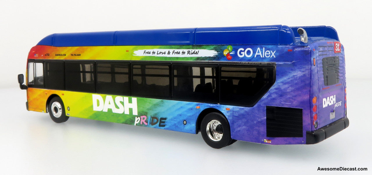 NFI Xcelsior XN40 Transit Bus: DASH Pride Livery 1:87 (HO) Diecast Model Bus by Iconic Replicas