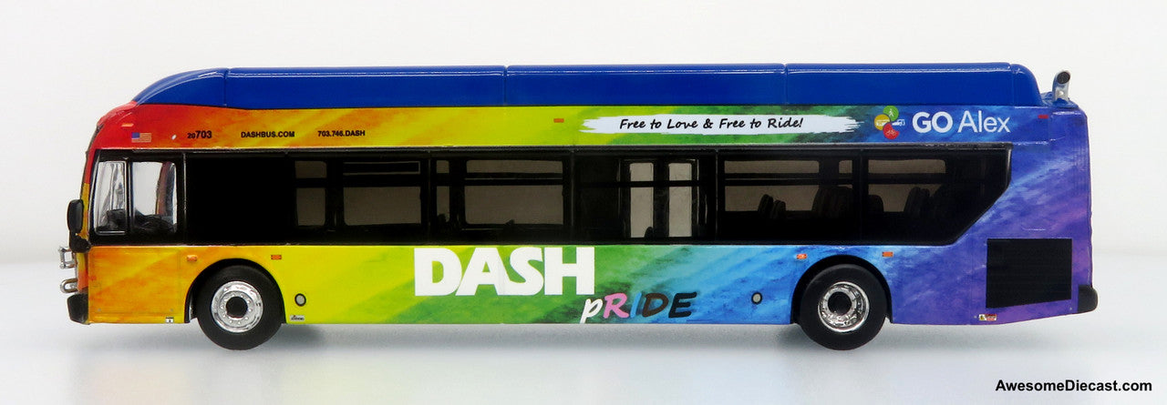 NFI Xcelsior XN40 Transit Bus: DASH Pride Livery 1:87 (HO) Diecast Model Bus by Iconic Replicas