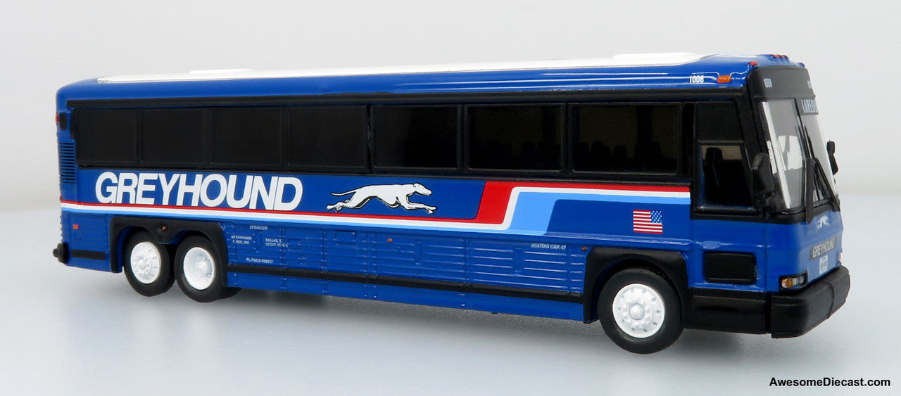 2001 MCI D4000 Coach: Greyhound Blue 1:87 (HO) Diecast Model Bus by Iconic Replicas