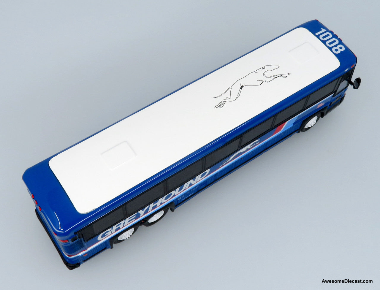 2001 MCI D4000 Coach: Greyhound Blue 1:87 (HO) Diecast Model Bus by Iconic Replicas