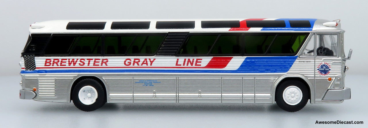 1964 MCI MC-5A Coach: Brewster Gray Line 1:87 (HO) Diecast Model Bus by Iconic Replicas