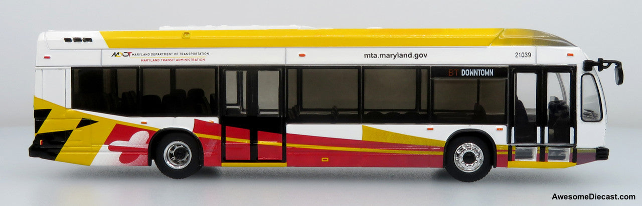 Nova Bus LFSH Hybrid Transit Bus: MTA Maryland 1:87 (HO) Diecast Model Bus by Iconic Replicas