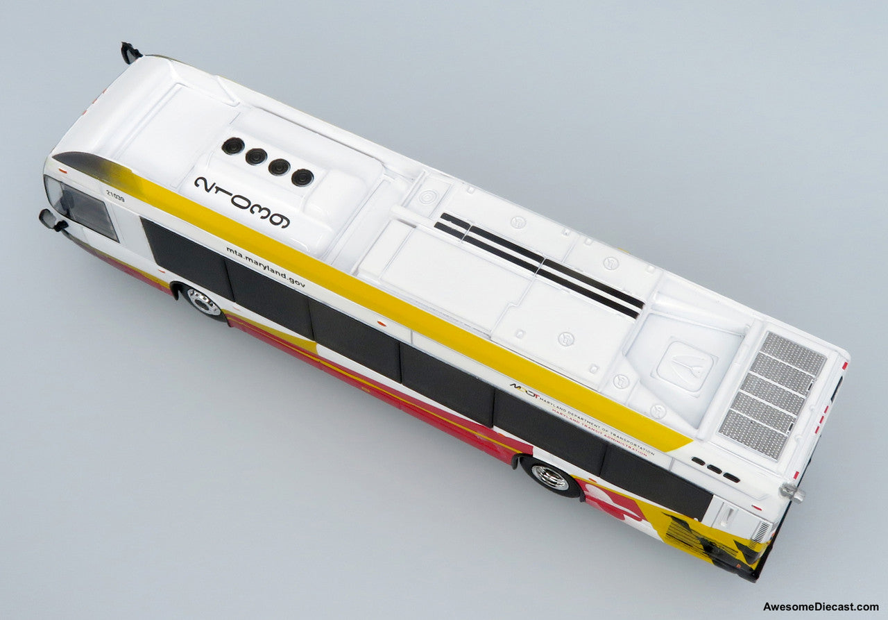 Nova Bus LFSH Hybrid Transit Bus: MTA Maryland 1:87 (HO) Diecast Model Bus by Iconic Replicas