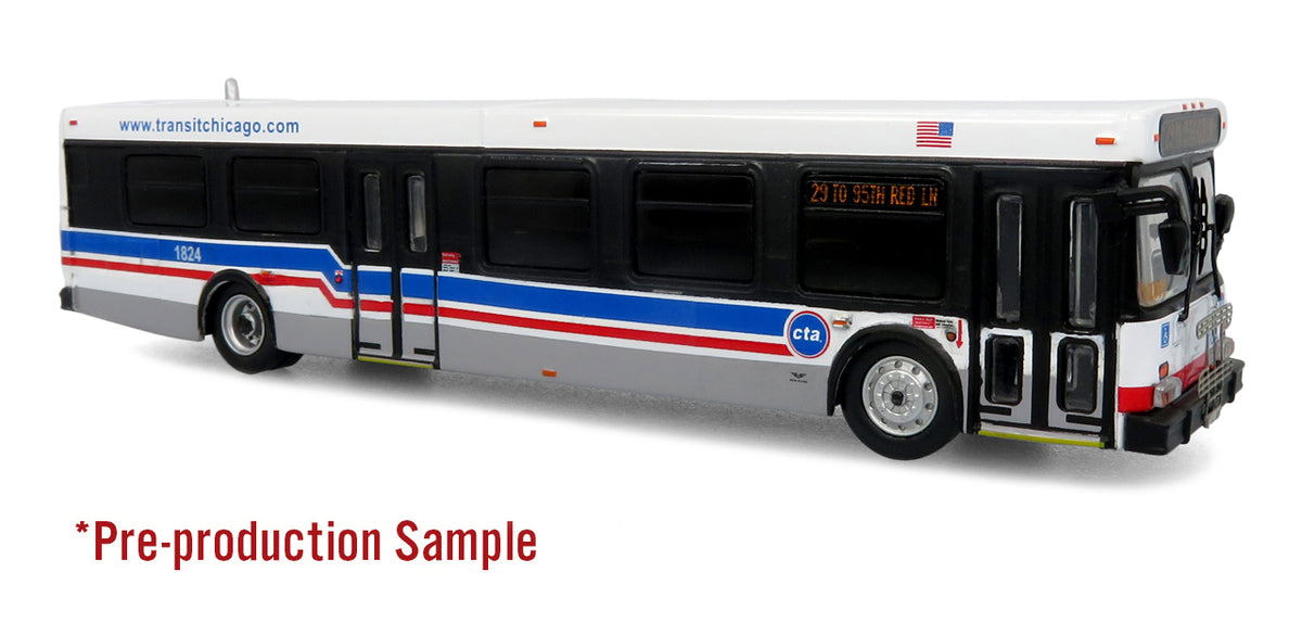 New Flyer D40LF Transit Bus: Chicago Transit Authority (CTA) 1:87 (HO) Diecast Model Bus by Iconic Replicas