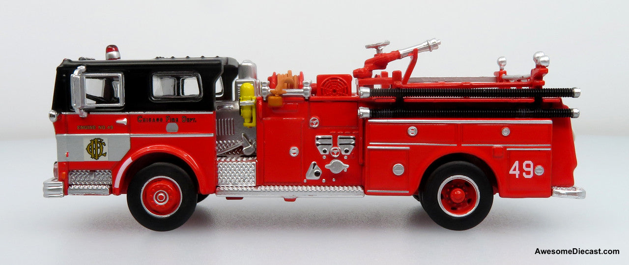 1974 Ward LaFrance Fire Engine: Chicago Fire Department – Engine 49 1:87 (HO) Diecast Model Fire Truck by Iconic Replicas