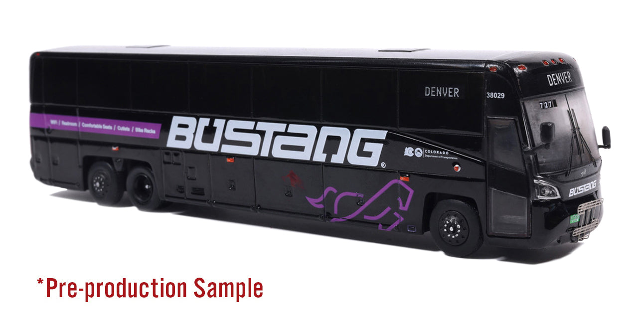 MCI D4520 Coach Bus: Bustang - Colorado Department of Transportation (CDOT) 1:87 (HO) Diecast Model Bus by Iconic Replicas