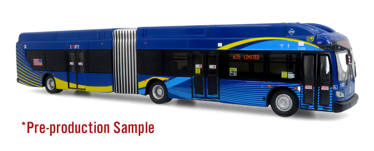 NFI Xcelsior XN60 Articulated Transit Bus: MTA New York City 1:87 (HO) Diecast Model Bus by Iconic Replicas