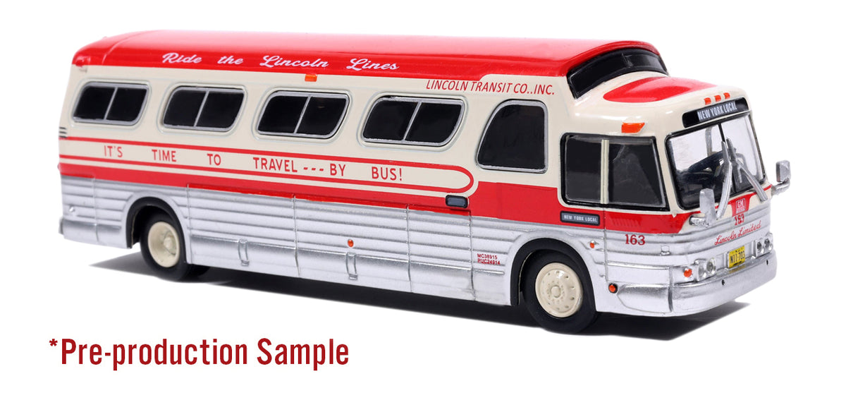 1966 GM PD-4107 “Buffalo” Coach: Lincoln Transit Lines 1:87 (HO) Diecast Model Bus by Iconic Replicas