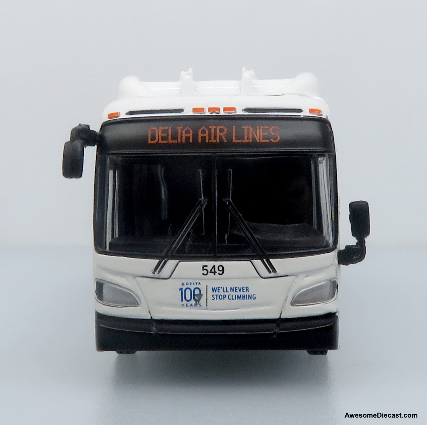 NFI Xcelsior XN40 Airport Crew Transit Bus: Delta 100th Anniversary 1:87 (HO) Diecast Model Bus by Iconic Replicas